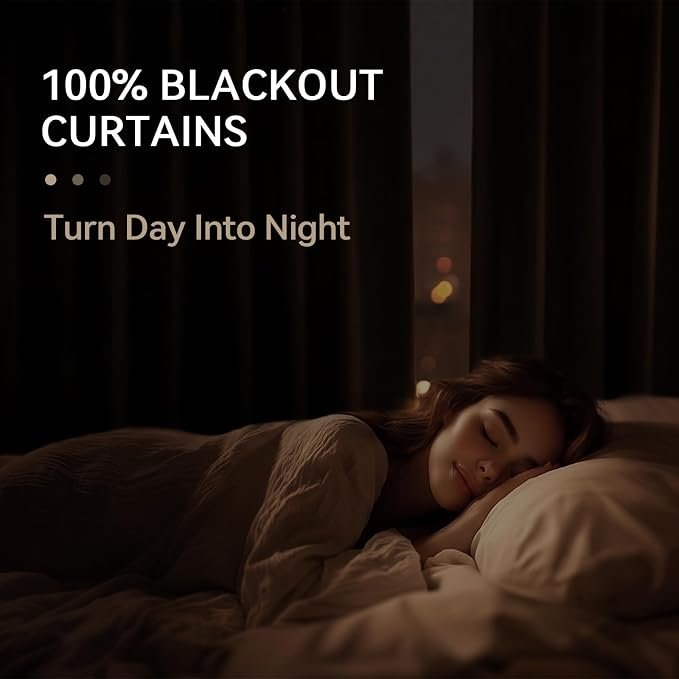 100% Blackout Shield Linen Textured Total Blackout Curtains for Bedroom - Image 4