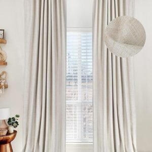 100% Blackout Shield Linen Textured Total Blackout Curtains for Bedroom