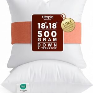 Utopia Bedding 18x18 Pillow Inserts, White Throw Pillows for Couch, 2 Pack | Indoor cushion inserts for bed.