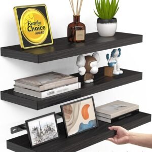 Floating Shelves for Wall, Wall Mounted Rustic Wood Shelves for Bathroom, Bedroom, Living Room