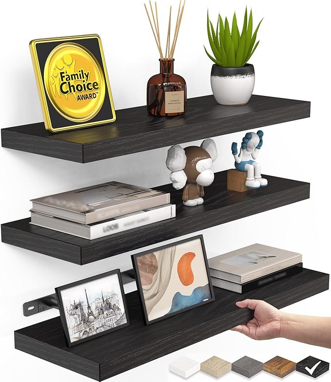 Floating Shelves for Wall, Wall Mounted Rustic Wood Shelves for Bathroom, Bedroom, Living Room