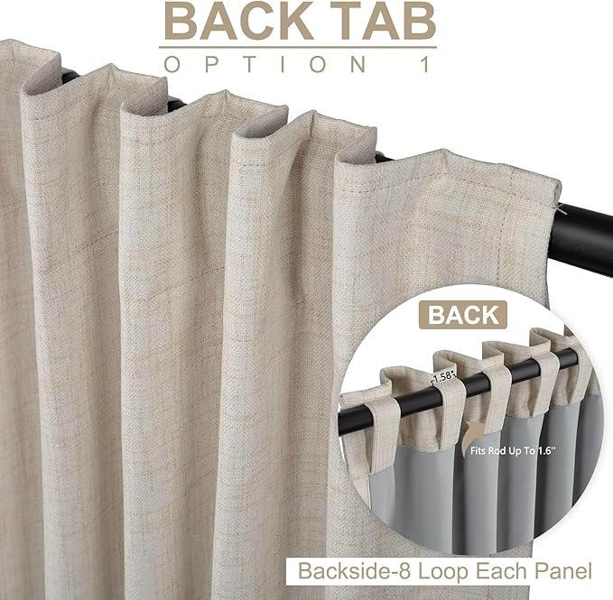 100% Blackout Shield Linen Textured Total Blackout Curtains for Bedroom - Image 3