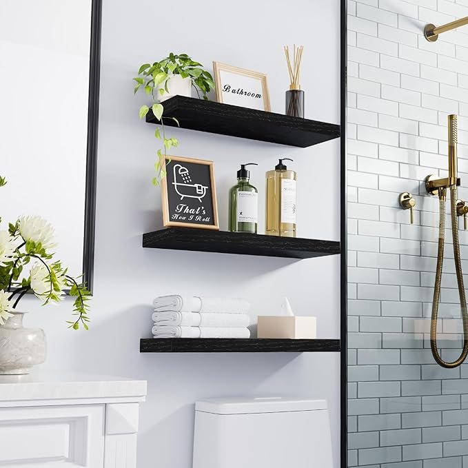 Floating Shelves for Wall, Wall Mounted Rustic Wood Shelves for Bathroom, Bedroom, Living Room - Image 2