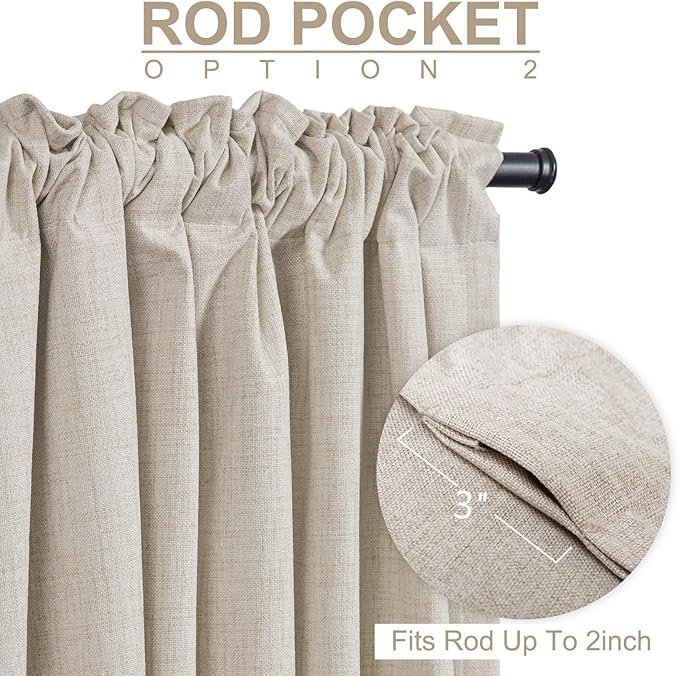 100% Blackout Shield Linen Textured Total Blackout Curtains for Bedroom - Image 2