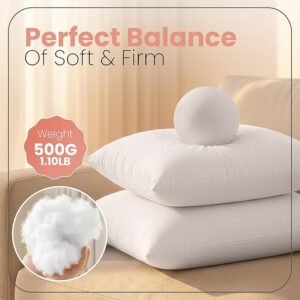 Bedding 18x18 Pillow Inserts, White Throw Pillows for Couch, 2 Pack | Indoor cushion inserts for bed.