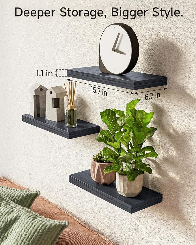 Floating Shelves for Wall, Wall Mounted Rustic Wood Shelves for Bathroom, Bedroom, Living Room - Image 3